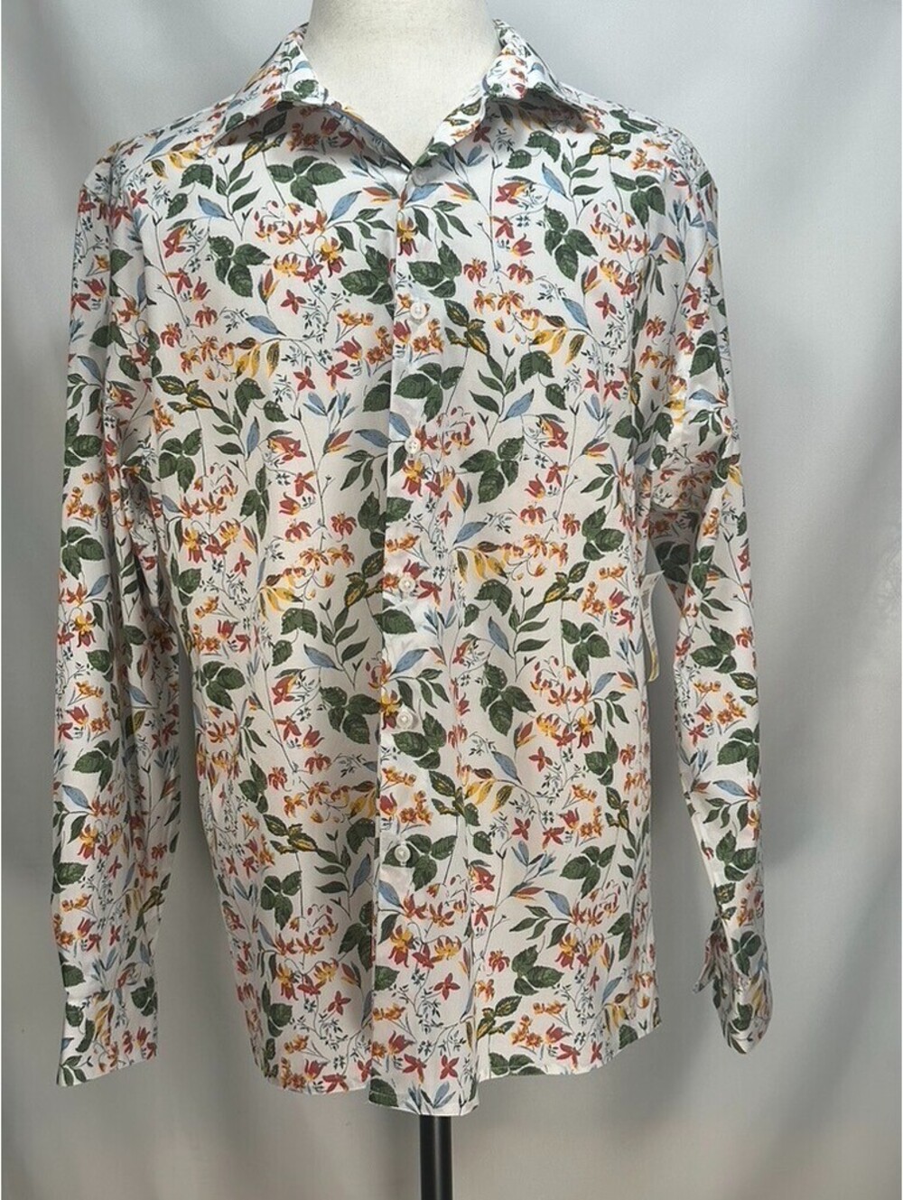 Bar III Slim Stretch Floral Button Down Multicolor Men XL